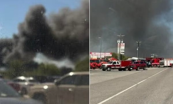 USA: टेक्सास में क्रैश होने के बाद ट्रकों पर गिरा प्लेन, लगी भीषण आग