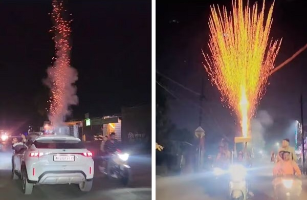 MP: दिवाली पर खतरनाक स्टंटबाजी… मंदसौर में चलती कार और शाजापुर में स्कूटी पर फोड़े पटाखे