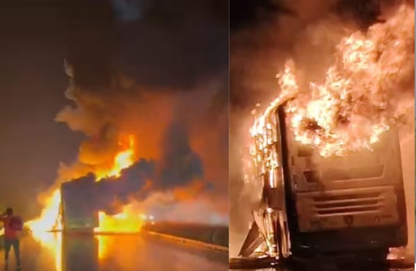 कुरनूल में चलती बस में लगी आग, 20 यात्रियों की मौत… मोबाइल की बैटरी फटने से हुआ हादसा