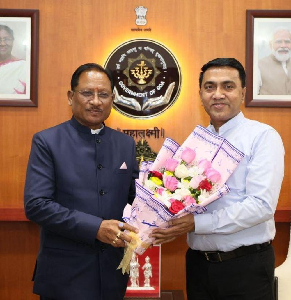 छत्तीसगढ़ के मुख्यमंत्री साय और गोवा के मुख्यमंत्री डॉ. प्रमोद सावंत की सौजन्य भेंट
