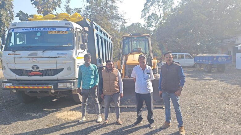 बम्हनीडीह में अवैध रेत उत्खनन के विरुद्ध प्रशासन की कार्रवाई, जेसीबी और हाईवा जब्त