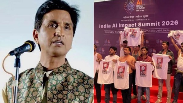 AI समिट में यूथ कांग्रेस के शर्टलेस प्रदर्शन पर भड़के कुमार विश्वास, कहा-“आपसे न हो पाएगा”
