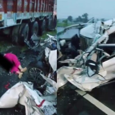 MP: आगरमालवा में भीषण हादसा… ट्रक में घुसी बेकाबू कार, मां-बेटी की मौत…. 3 घायल