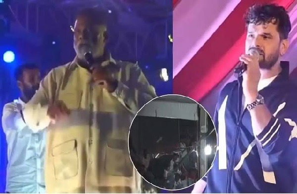 भोजपुरी अभिनेता खेसारी लाल पर फेंकी चप्पल, अभिनेता ने कहा- ‘आई लव यू’; हरकत पर भड़के सांसद पप्पू यादव